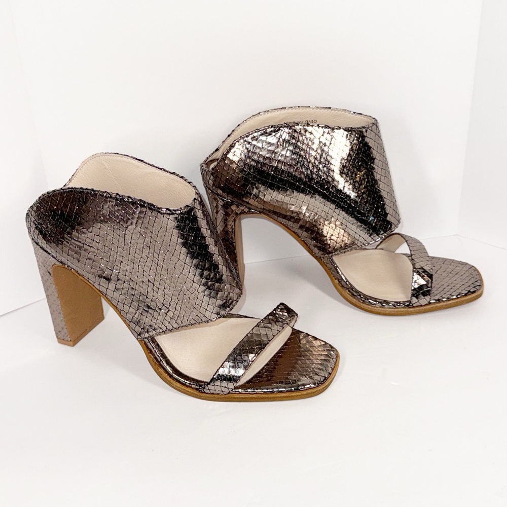 42 GOLD Metallic Snake Print Heels